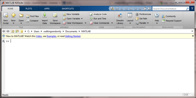 MATLAB 2012b ribbon